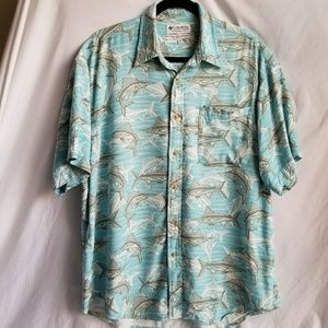 COLUMBIA fishing fish button down shirt